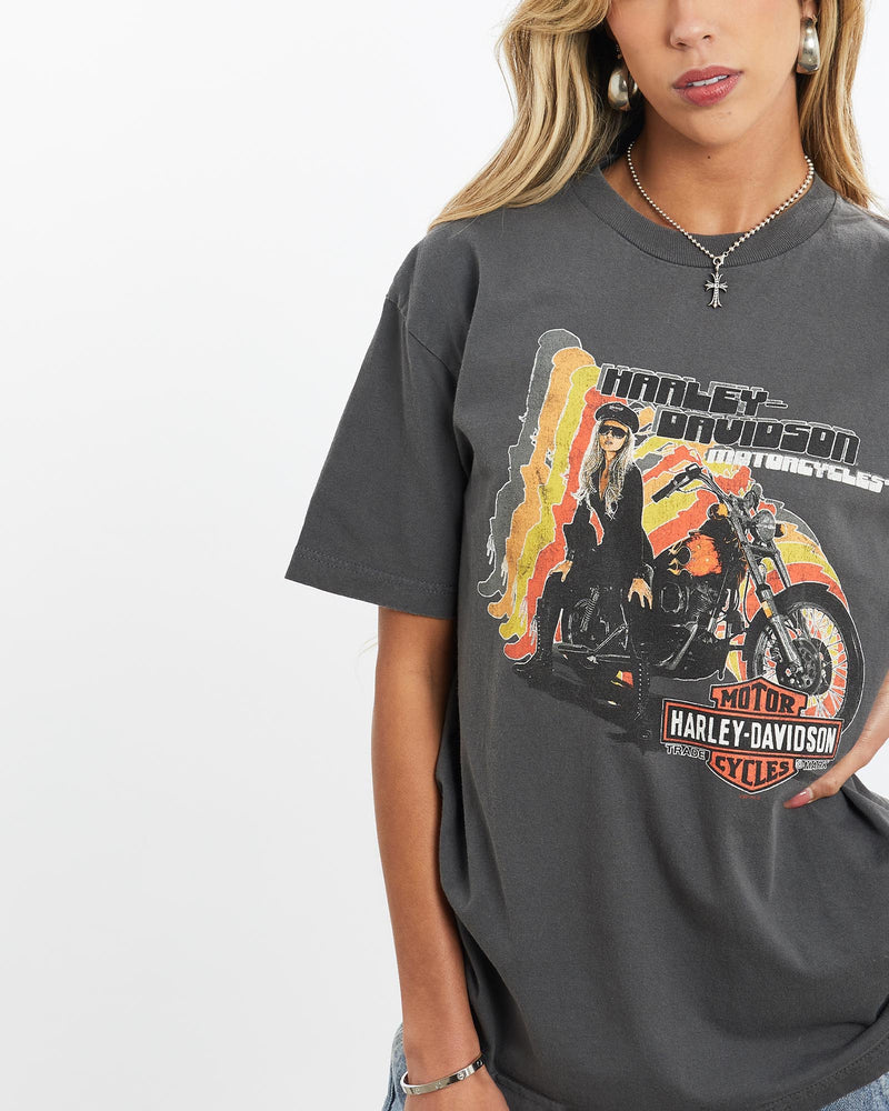 Harley, Davidson, Tee, The Real Deal, size small, colour Grey, newtown, sydney, australia, thrift store, opshop, preloved, secondhand, sustainable, retro, antique, 70s, 80s, 90s, 2000s, 00s, fashion, clothing, streetwear, trendy, garment, style, boutique, store, shop, archive, sale, cheap, best, top, T-Shirts