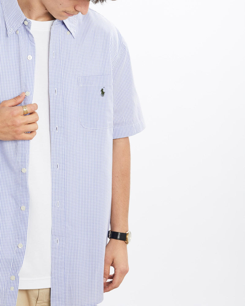 Vintage, 90s, Polo, Ralph, Lauren, Short, Sleeve, Button, Up, Shirt, The Real Deal, size large, colour Purple, newtown, sydney, australia, thrift store, opshop, preloved, secondhand, sustainable, retro, antique, 70s, 80s, 90s, 2000s, 00s, fashion, clothing, streetwear, trendy, garment, style, boutique, store, shop, archive, sale, cheap, best, top, Shirts