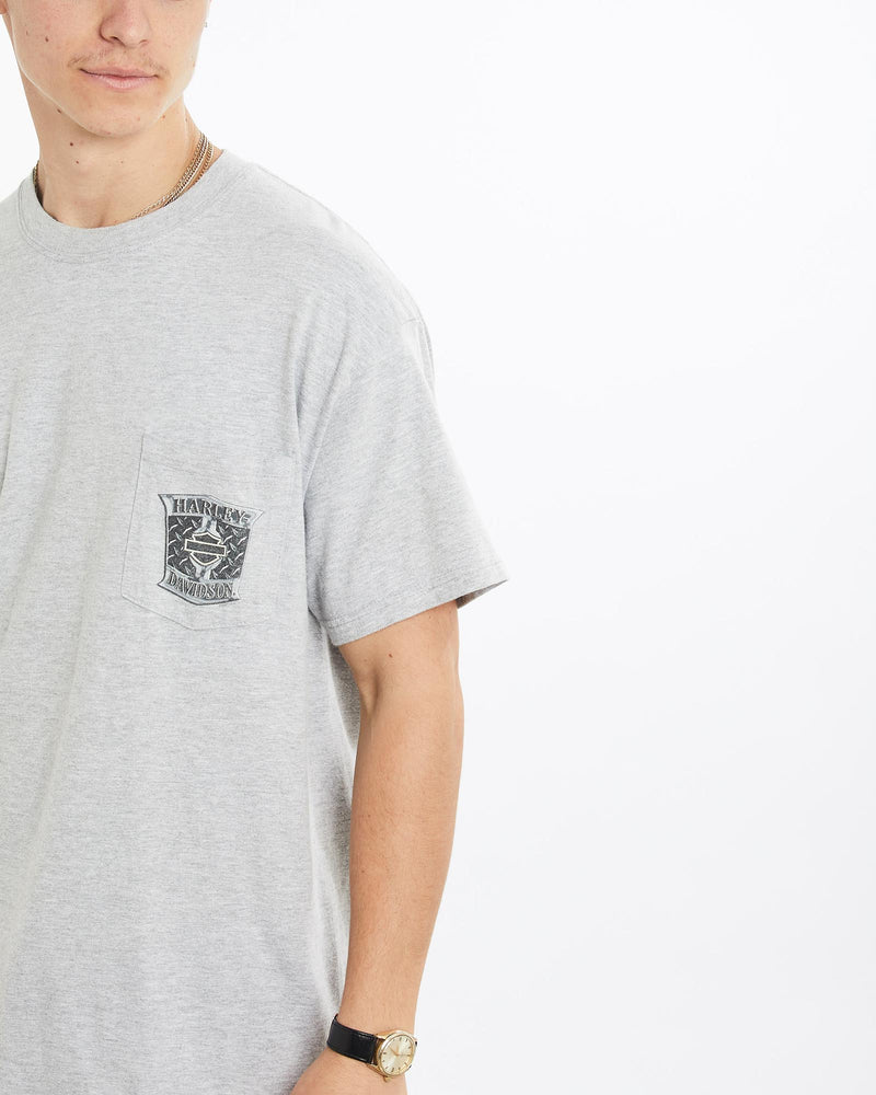 Vintage, Harley, Davidson, Tee, The Real Deal, size large, colour Grey, newtown, sydney, australia, thrift store, opshop, preloved, secondhand, sustainable, retro, antique, 70s, 80s, 90s, 2000s, 00s, fashion, clothing, streetwear, trendy, garment, style, boutique, store, shop, archive, sale, cheap, best, top, T-Shirts