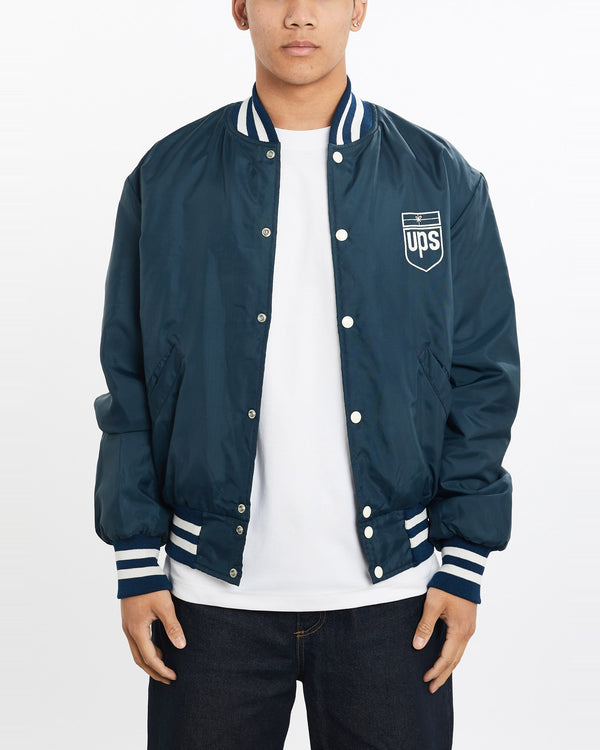 Vintage, UPS, Bomber, Jacket, The Real Deal, size large, colour Navy, newtown, sydney, australia, thrift store, opshop, preloved, secondhand, sustainable, retro, antique, 70s, 80s, 90s, 2000s, 00s, fashion, clothing, streetwear, trendy, garment, style, boutique, store, shop, archive, sale, cheap, best, top, Jackets