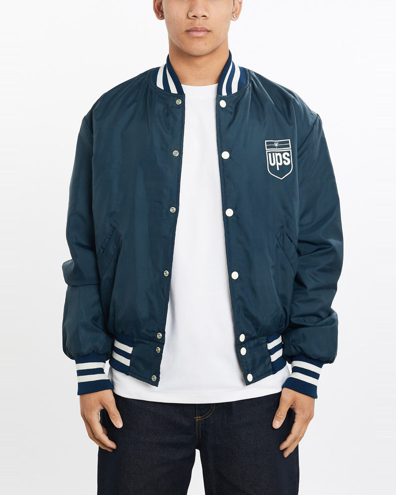 Vintage, UPS, Bomber, Jacket, The Real Deal, size large, colour Navy, newtown, sydney, australia, thrift store, opshop, preloved, secondhand, sustainable, retro, antique, 70s, 80s, 90s, 2000s, 00s, fashion, clothing, streetwear, trendy, garment, style, boutique, store, shop, archive, sale, cheap, best, top, Jackets