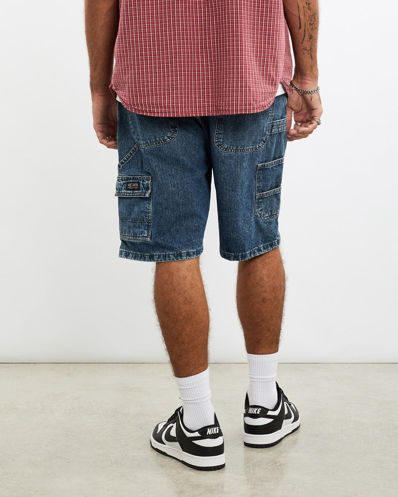 Vintage, Wrangler, Denim, Carpenter, Shorts, The Real Deal, size 36", colour Blue, newtown, sydney, australia, thrift store, opshop, preloved, secondhand, sustainable, retro, antique, 70s, 80s, 90s, 2000s, 00s, fashion, clothing, streetwear, trendy, garment, style, boutique, store, shop, archive, sale, cheap, best, top, Shorts