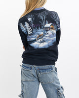 Vintage, 90s, Winter, Scene, Mock, Neck, Sweatshirt, The Real Deal, size double extra small, colour Multicolour, newtown, sydney, australia, thrift store, opshop, preloved, secondhand, sustainable, retro, antique, 70s, 80s, 90s, 2000s, 00s, fashion, clothing, streetwear, trendy, garment, style, boutique, store, shop, archive, sale, cheap, best, top, Sweats and hoodies