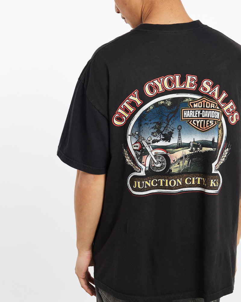 Vintage, Harley, Davidson, Tee, The Real Deal, size large, colour Black, newtown, sydney, australia, thrift store, opshop, preloved, secondhand, sustainable, retro, antique, 70s, 80s, 90s, 2000s, 00s, fashion, clothing, streetwear, trendy, garment, style, boutique, store, shop, archive, sale, cheap, best, top, T-Shirts