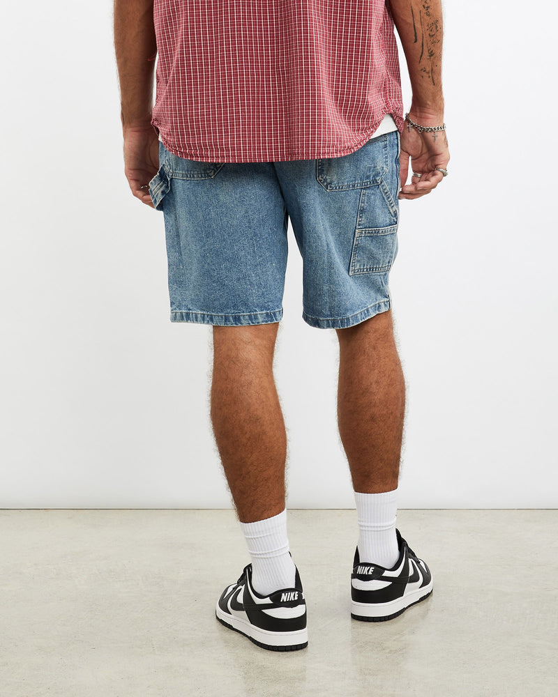 Vintage, Wrangler, Denim, Carpenter, Shorts, The Real Deal, size 35", colour Blue, newtown, sydney, australia, thrift store, opshop, preloved, secondhand, sustainable, retro, antique, 70s, 80s, 90s, 2000s, 00s, fashion, clothing, streetwear, trendy, garment, style, boutique, store, shop, archive, sale, cheap, best, top, Shorts