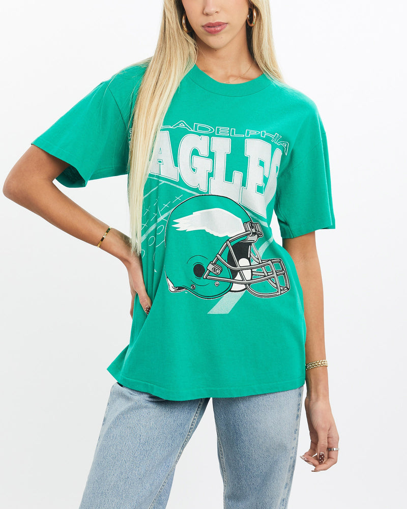 Vintage, 90s, NFL, Philadelphia, Eagles, Tee, The Real Deal, size small, colour Green, newtown, sydney, australia, thrift store, opshop, preloved, secondhand, sustainable, retro, antique, 70s, 80s, 90s, 2000s, 00s, fashion, clothing, streetwear, trendy, garment, style, boutique, store, shop, archive, sale, cheap, best, top, T-Shirts