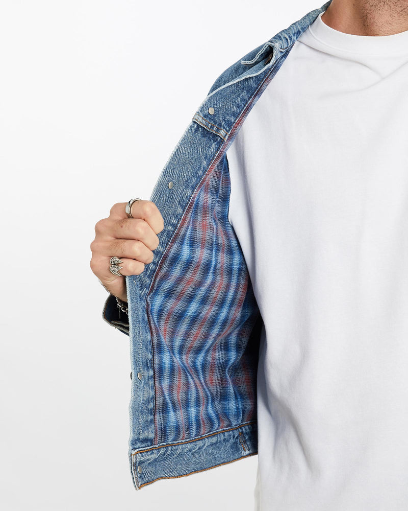 Vintage, 90s, Levi's, Flannel, Lined, Denim, Jacket, The Real Deal, size large, colour Blue, newtown, sydney, australia, thrift store, opshop, preloved, secondhand, sustainable, retro, antique, 70s, 80s, 90s, 2000s, 00s, fashion, clothing, streetwear, trendy, garment, style, boutique, store, shop, archive, sale, cheap, best, top, Jackets