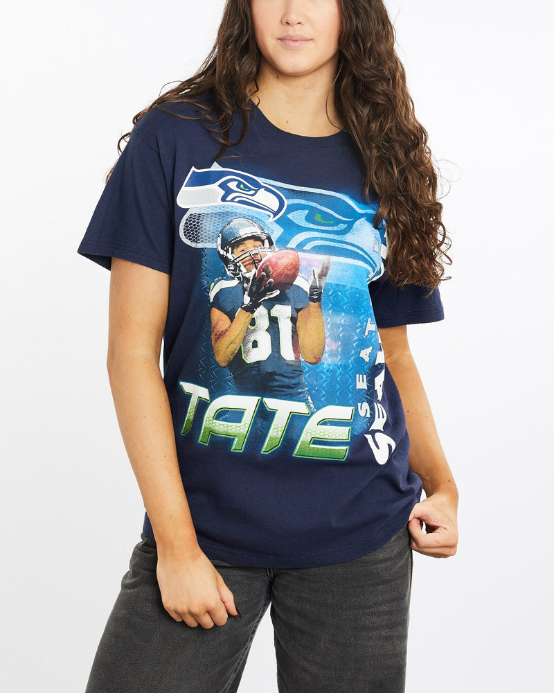Vintage, Golden, Tate, NFL, Seattle, Seahawks, Tee, The Real Deal, size medium, colour Navy, newtown, sydney, australia, thrift store, opshop, preloved, secondhand, sustainable, retro, antique, 70s, 80s, 90s, 2000s, 00s, fashion, clothing, streetwear, trendy, garment, style, boutique, store, shop, archive, sale, cheap, best, top, T-Shirts