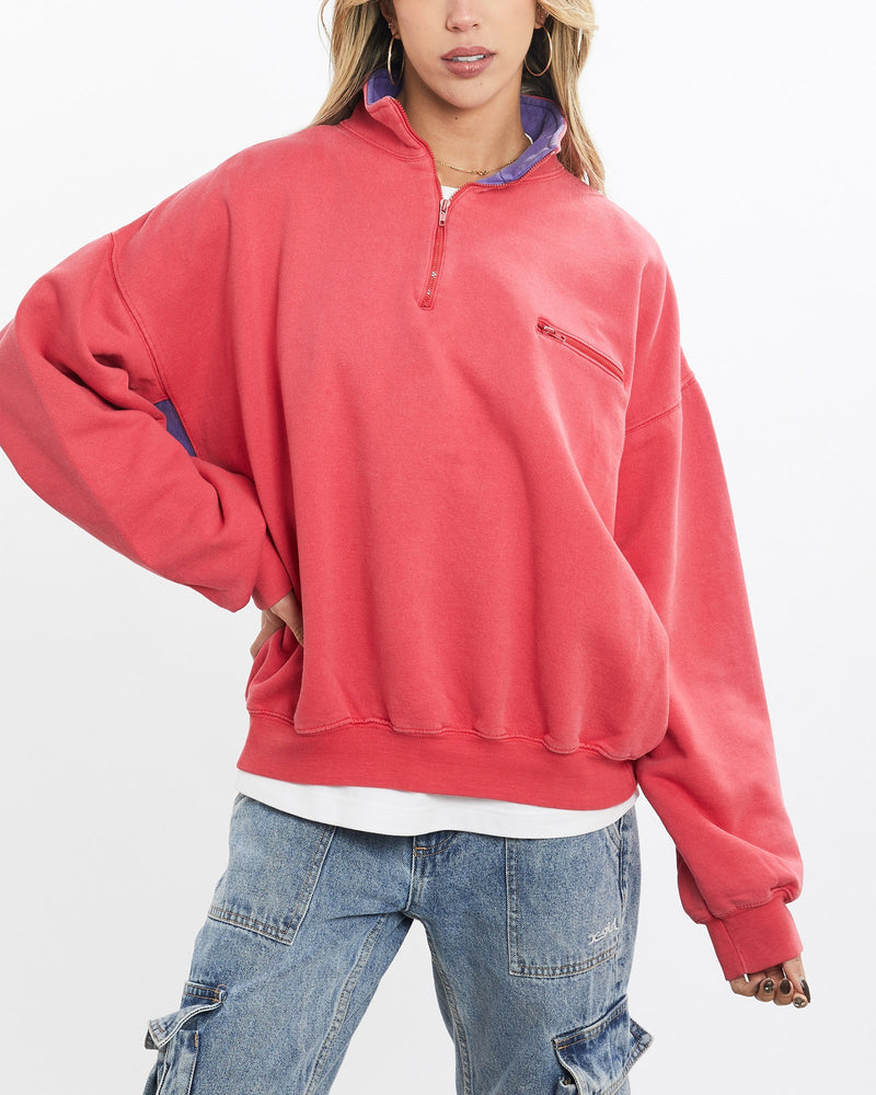 Vintage, 90s, Columbia, Quarter, Zip, Sweatshirt, The Real Deal, size small, colour Pink, newtown, sydney, australia, thrift store, opshop, preloved, secondhand, sustainable, retro, antique, 70s, 80s, 90s, 2000s, 00s, fashion, clothing, streetwear, trendy, garment, style, boutique, store, shop, archive, sale, cheap, best, top, Sweats and hoodies