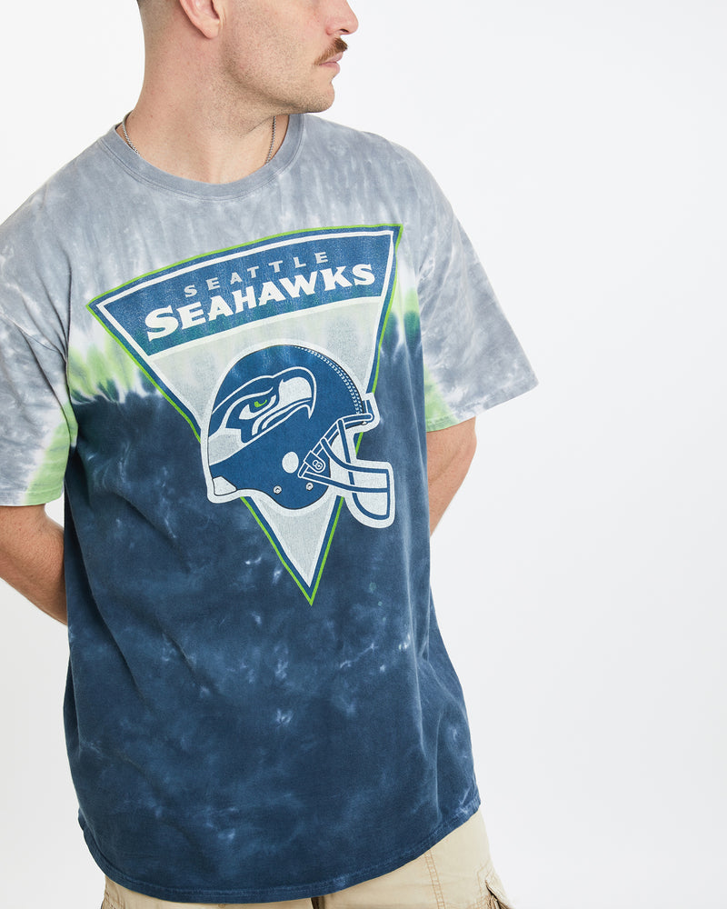 Vintage NFL Seattle Seahawks Tie Dye Tee <br>L , The Real Deal , newtown, sydney, australia, thrift store, opshop, preloved, secondhand, sustainable, retro, antique, 70s, 80s, 90s, 2000s, 00s, fashion, clothing, streetwear, trendy, garment, style, boutique, store, shop, archive, sale, cheap, best, top