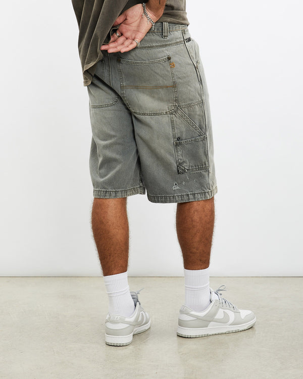 Vintage, Bullhead, Denim, Carpenter, Shorts, The Real Deal, size 35", colour Grey, newtown, sydney, australia, thrift store, opshop, preloved, secondhand, sustainable, retro, antique, 70s, 80s, 90s, 2000s, 00s, fashion, clothing, streetwear, trendy, garment, style, boutique, store, shop, archive, sale, cheap, best, top, Shorts