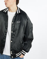 Vintage, 90s, Satin, Bomber, Jacket, The Real Deal, size extra large, colour Black, newtown, sydney, australia, thrift store, opshop, preloved, secondhand, sustainable, retro, antique, 70s, 80s, 90s, 2000s, 00s, fashion, clothing, streetwear, trendy, garment, style, boutique, store, shop, archive, sale, cheap, best, top, Jackets