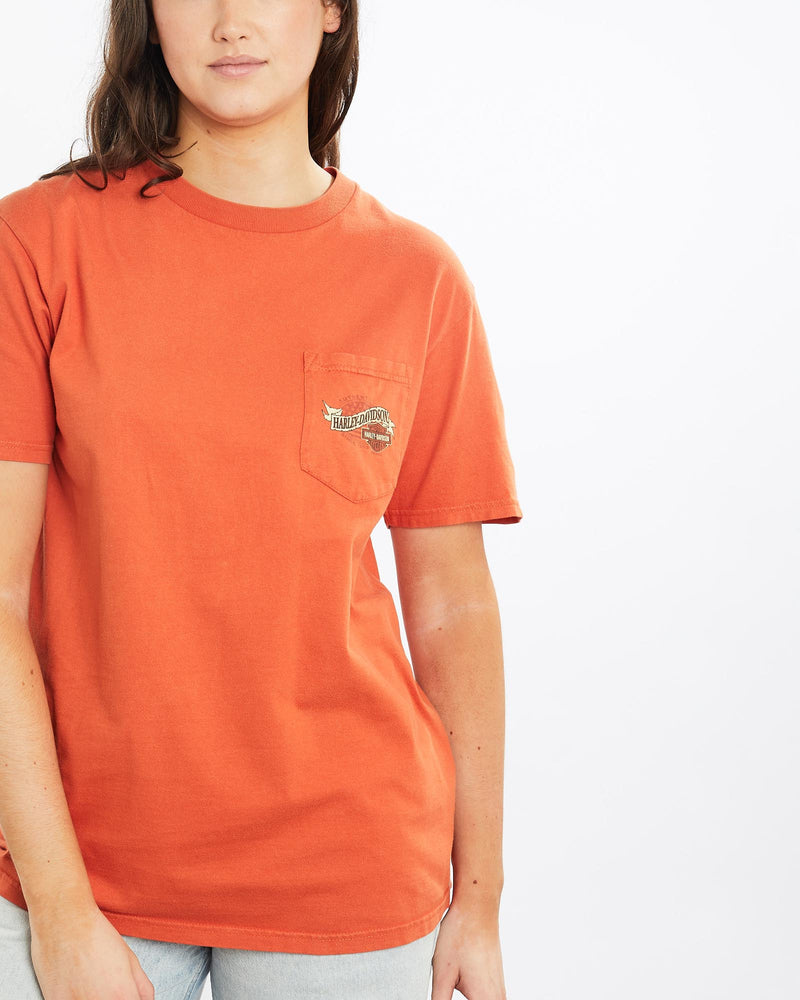 Vintage, Harley, Davidson, Tee, The Real Deal, size medium, colour Orange, newtown, sydney, australia, thrift store, opshop, preloved, secondhand, sustainable, retro, antique, 70s, 80s, 90s, 2000s, 00s, fashion, clothing, streetwear, trendy, garment, style, boutique, store, shop, archive, sale, cheap, best, top, T-Shirts