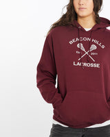 Beacon, Hills, Lacrosse, Hooded, Sweatshirt, The Real Deal, size medium, colour Burgundy, newtown, sydney, australia, thrift store, opshop, preloved, secondhand, sustainable, retro, antique, 70s, 80s, 90s, 2000s, 00s, fashion, clothing, streetwear, trendy, garment, style, boutique, store, shop, archive, sale, cheap, best, top, Sweats and hoodies