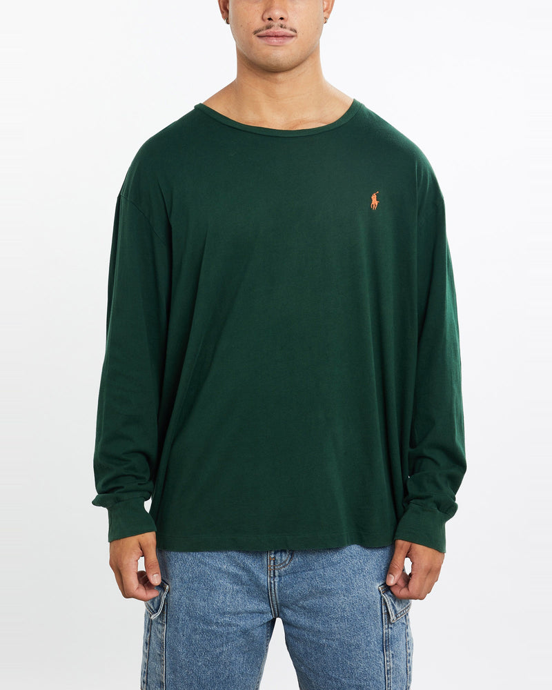 Vintage, 90s, Polo, Ralph, Lauren, Long, Sleeve, Tee, The Real Deal, size extra large, colour Green, newtown, sydney, australia, thrift store, opshop, preloved, secondhand, sustainable, retro, antique, 70s, 80s, 90s, 2000s, 00s, fashion, clothing, streetwear, trendy, garment, style, boutique, store, shop, archive, sale, cheap, best, top, T-Shirts