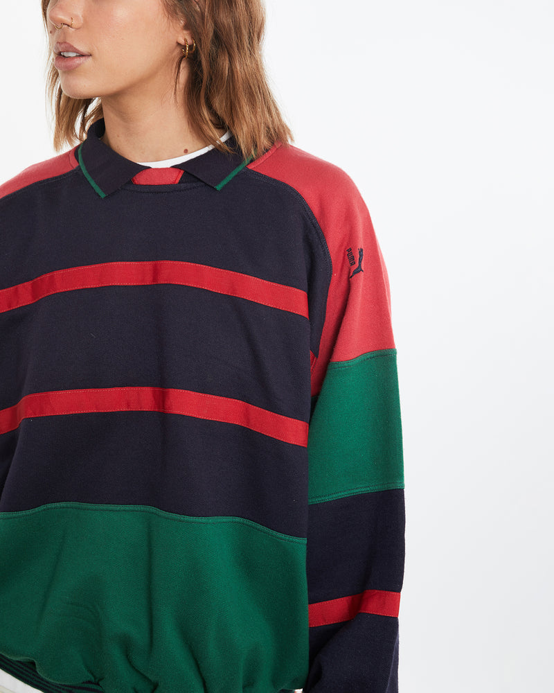 Vintage 90s Puma Collared Sweatshirt <br>M , The Real Deal , newtown, sydney, australia, thrift store, opshop, preloved, secondhand, sustainable, retro, antique, 70s, 80s, 90s, 2000s, 00s, fashion, clothing, streetwear, trendy, garment, style, boutique, store, shop, archive, sale, cheap, best, top