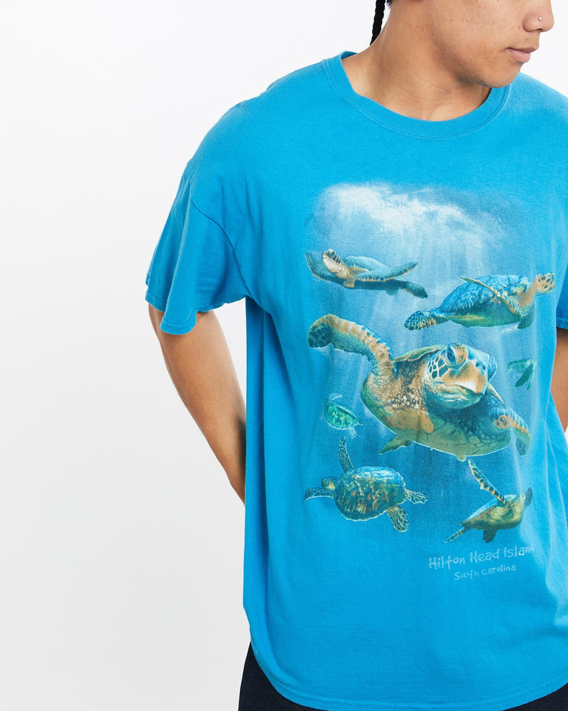 Vintage, Sea, Turtle, Wildlife, Tee, The Real Deal, size large, colour Blue, newtown, sydney, australia, thrift store, opshop, preloved, secondhand, sustainable, retro, antique, 70s, 80s, 90s, 2000s, 00s, fashion, clothing, streetwear, trendy, garment, style, boutique, store, shop, archive, sale, cheap, best, top, T-Shirts