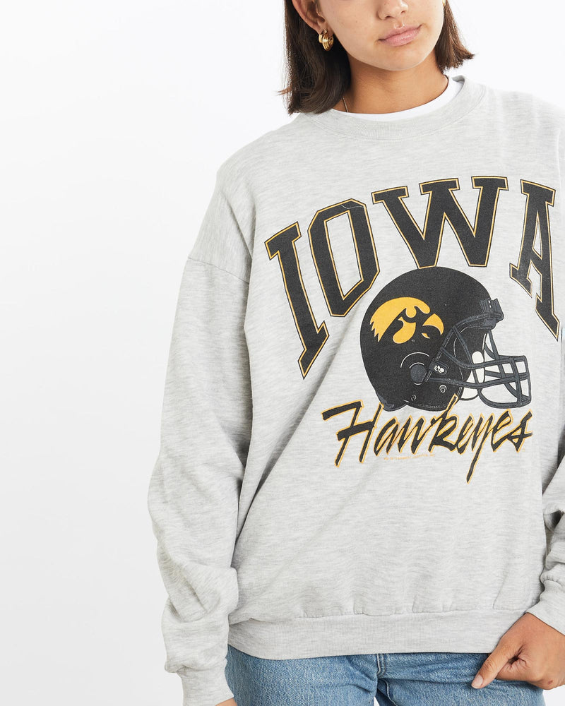 Vintage, 90s, NCAA, University, of, Iowa, Hawkeyes, Sweatshirt, The Real Deal, size small, colour Grey, newtown, sydney, australia, thrift store, opshop, preloved, secondhand, sustainable, retro, antique, 70s, 80s, 90s, 2000s, 00s, fashion, clothing, streetwear, trendy, garment, style, boutique, store, shop, archive, sale, cheap, best, top, Sweats and hoodies