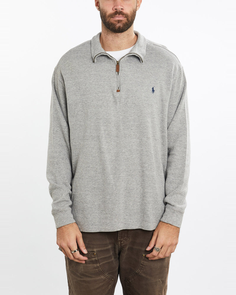 Vintage, Polo, Ralph, Lauren, Quarter, Zip, Sweater, The Real Deal, size extra large, colour Grey, newtown, sydney, australia, thrift store, opshop, preloved, secondhand, sustainable, retro, antique, 70s, 80s, 90s, 2000s, 00s, fashion, clothing, streetwear, trendy, garment, style, boutique, store, shop, archive, sale, cheap, best, top, Sweats and hoodies