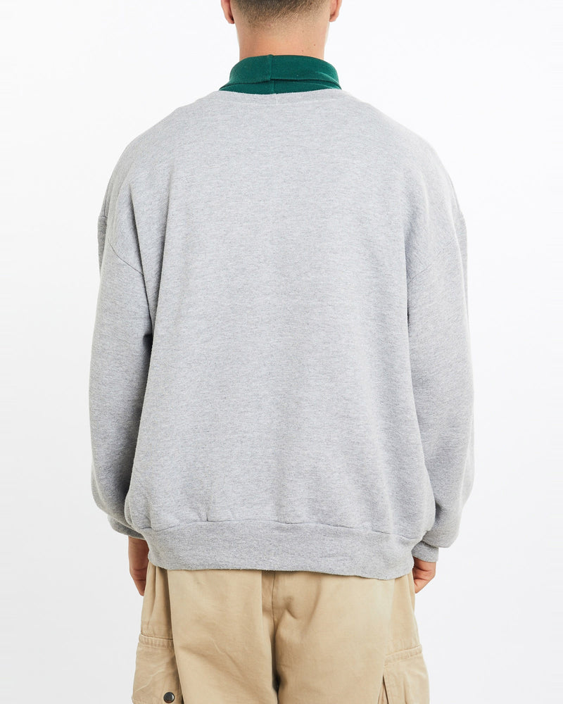 Vintage, NFL, Green, Bay, Packers, Mock, Neck, Sweatshirt, The Real Deal, size large, colour Grey, newtown, sydney, australia, thrift store, opshop, preloved, secondhand, sustainable, retro, antique, 70s, 80s, 90s, 2000s, 00s, fashion, clothing, streetwear, trendy, garment, style, boutique, store, shop, archive, sale, cheap, best, top, Sweats and hoodies