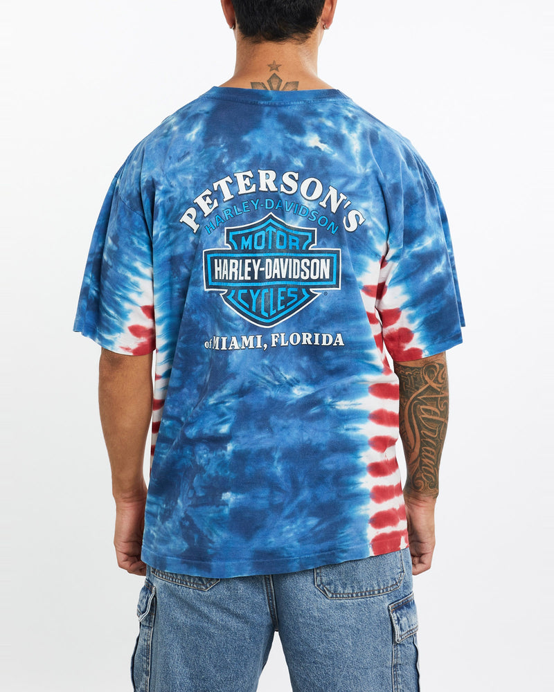 Vintage, 90s, Harley, Davidson, Tie, Dye, Tee, The Real Deal, size extra large, colour Multicolour, newtown, sydney, australia, thrift store, opshop, preloved, secondhand, sustainable, retro, antique, 70s, 80s, 90s, 2000s, 00s, fashion, clothing, streetwear, trendy, garment, style, boutique, store, shop, archive, sale, cheap, best, top, T-Shirts