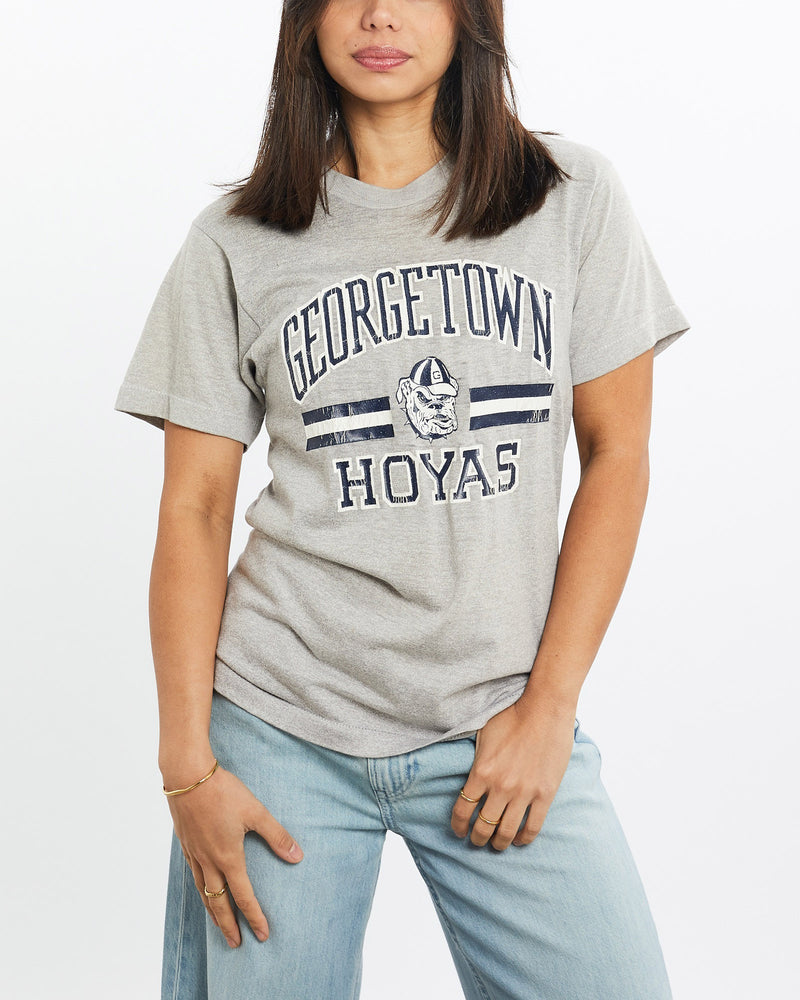 Vintage, 80s, NCAA, Georgetown, Hoyas, Tee, The Real Deal, size double extra small, colour Grey, newtown, sydney, australia, thrift store, opshop, preloved, secondhand, sustainable, retro, antique, 70s, 80s, 90s, 2000s, 00s, fashion, clothing, streetwear, trendy, garment, style, boutique, store, shop, archive, sale, cheap, best, top, T-Shirts