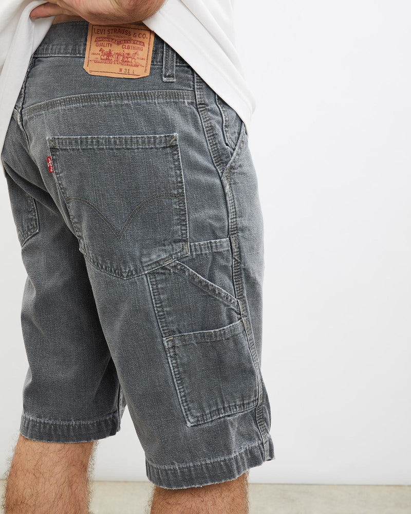 Vintage, Levi's, Denim, Carpenter, Shorts, The Real Deal, size 33", colour Grey, newtown, sydney, australia, thrift store, opshop, preloved, secondhand, sustainable, retro, antique, 70s, 80s, 90s, 2000s, 00s, fashion, clothing, streetwear, trendy, garment, style, boutique, store, shop, archive, sale, cheap, best, top, Shorts
