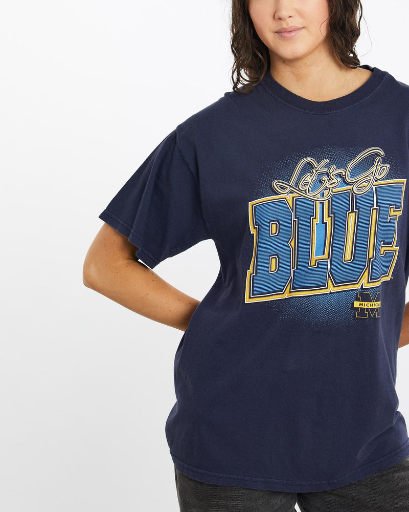 Vintage, 90s, University, of, Michigan, Tee, The Real Deal, size medium, colour Navy, newtown, sydney, australia, thrift store, opshop, preloved, secondhand, sustainable, retro, antique, 70s, 80s, 90s, 2000s, 00s, fashion, clothing, streetwear, trendy, garment, style, boutique, store, shop, archive, sale, cheap, best, top, T-Shirts