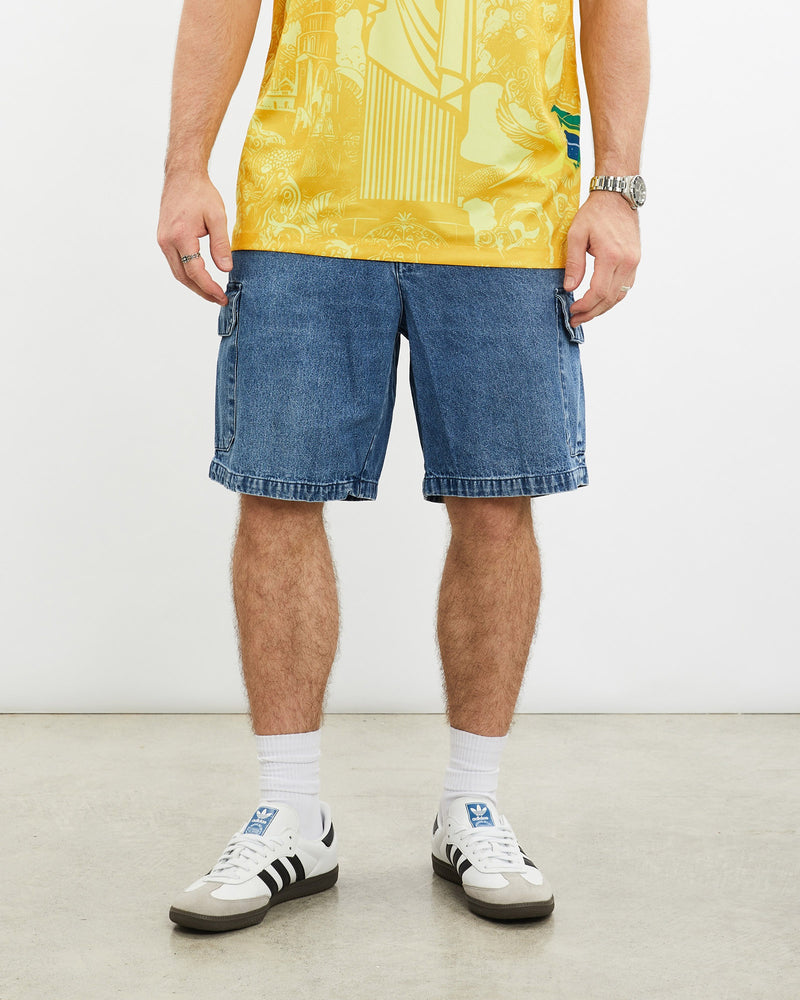 Vintage, Island, Republic, Denim, Cargo, Shorts, The Real Deal, size 33", colour Blue, newtown, sydney, australia, thrift store, opshop, preloved, secondhand, sustainable, retro, antique, 70s, 80s, 90s, 2000s, 00s, fashion, clothing, streetwear, trendy, garment, style, boutique, store, shop, archive, sale, cheap, best, top, Shorts