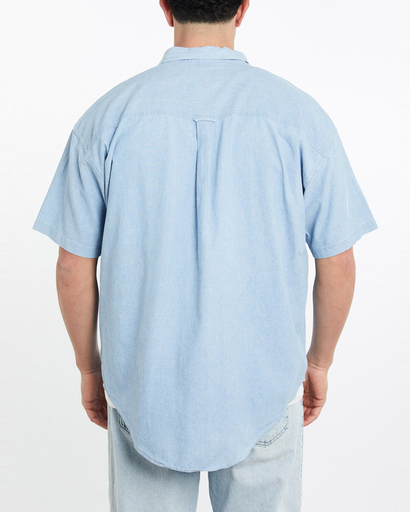 Vintage, 90s, Chaps, Ralph, Lauren, Short, Sleeve, Button, Up, Shirt, The Real Deal, size double extra large, colour Blue, newtown, sydney, australia, thrift store, opshop, preloved, secondhand, sustainable, retro, antique, 70s, 80s, 90s, 2000s, 00s, fashion, clothing, streetwear, trendy, garment, style, boutique, store, shop, archive, sale, cheap, best, top, Shirts