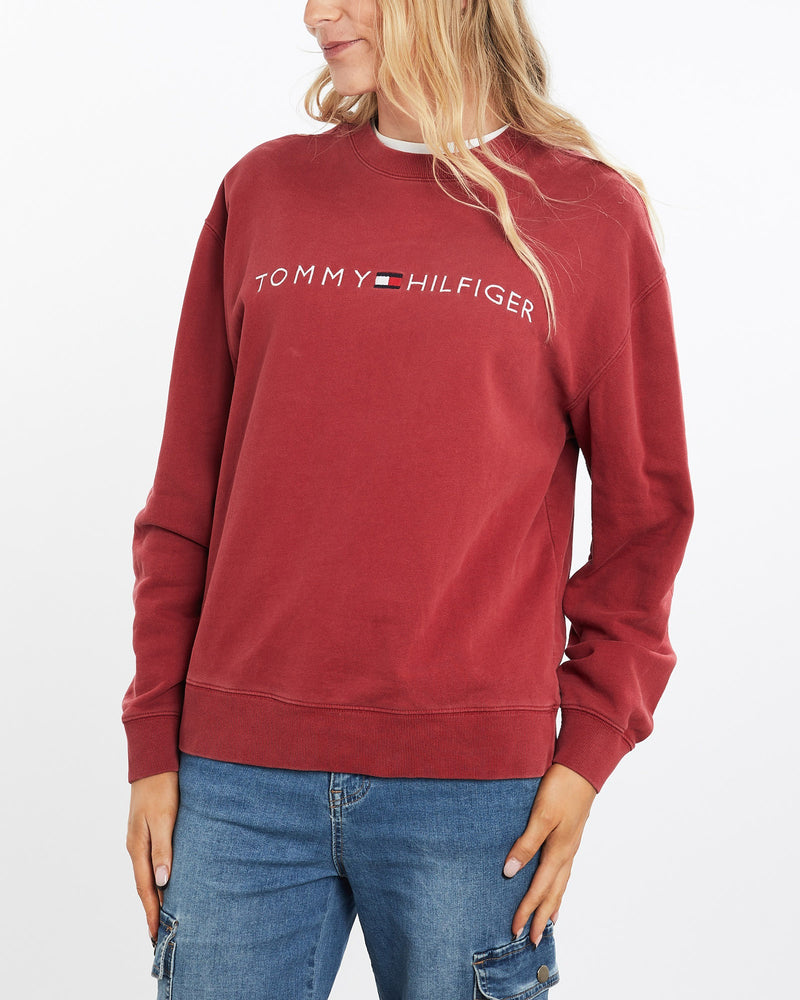 Vintage, Tommy, Hilfiger, Sweatshirt, The Real Deal, size medium, colour Burgundy, newtown, sydney, australia, thrift store, opshop, preloved, secondhand, sustainable, retro, antique, 70s, 80s, 90s, 2000s, 00s, fashion, clothing, streetwear, trendy, garment, style, boutique, store, shop, archive, sale, cheap, best, top, Sweats and hoodies