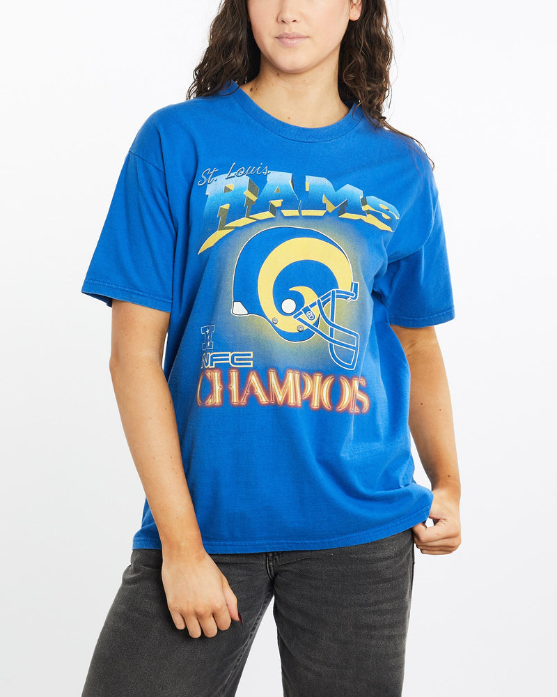 Vintage, NFL, St., Louis, Rams, Tee, The Real Deal, size medium, colour Blue, newtown, sydney, australia, thrift store, opshop, preloved, secondhand, sustainable, retro, antique, 70s, 80s, 90s, 2000s, 00s, fashion, clothing, streetwear, trendy, garment, style, boutique, store, shop, archive, sale, cheap, best, top, T-Shirts