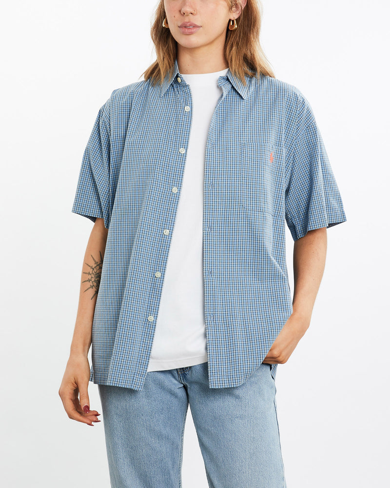 Vintage, 90s, Polo, Ralph, Lauren, Short, Sleeve, Button, Up, Shirt, The Real Deal, size medium, colour Blue, newtown, sydney, australia, thrift store, opshop, preloved, secondhand, sustainable, retro, antique, 70s, 80s, 90s, 2000s, 00s, fashion, clothing, streetwear, trendy, garment, style, boutique, store, shop, archive, sale, cheap, best, top, Shirts
