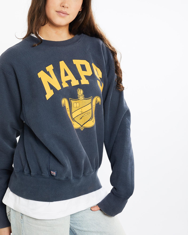 Vintage, 90s, NAPS, Sweatshirt, The Real Deal, size medium, colour Blue, newtown, sydney, australia, thrift store, opshop, preloved, secondhand, sustainable, retro, antique, 70s, 80s, 90s, 2000s, 00s, fashion, clothing, streetwear, trendy, garment, style, boutique, store, shop, archive, sale, cheap, best, top, Sweats and hoodies