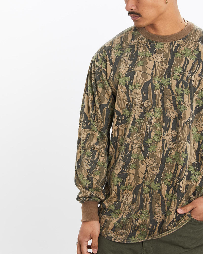 Vintage, 90s, Realtree, Camo, Long, Sleeve, Tee, The Real Deal, size large, colour Green, newtown, sydney, australia, thrift store, opshop, preloved, secondhand, sustainable, retro, antique, 70s, 80s, 90s, 2000s, 00s, fashion, clothing, streetwear, trendy, garment, style, boutique, store, shop, archive, sale, cheap, best, top, T-Shirts