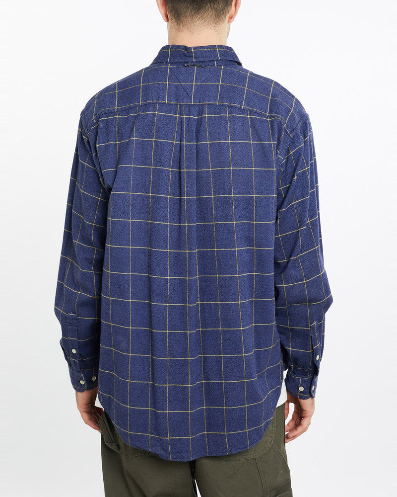 Vintage, 90s, Tommy, Hilfiger, Flannelette, Button, Up, Shirt, The Real Deal, size extra large, colour Blue, newtown, sydney, australia, thrift store, opshop, preloved, secondhand, sustainable, retro, antique, 70s, 80s, 90s, 2000s, 00s, fashion, clothing, streetwear, trendy, garment, style, boutique, store, shop, archive, sale, cheap, best, top, Shirts