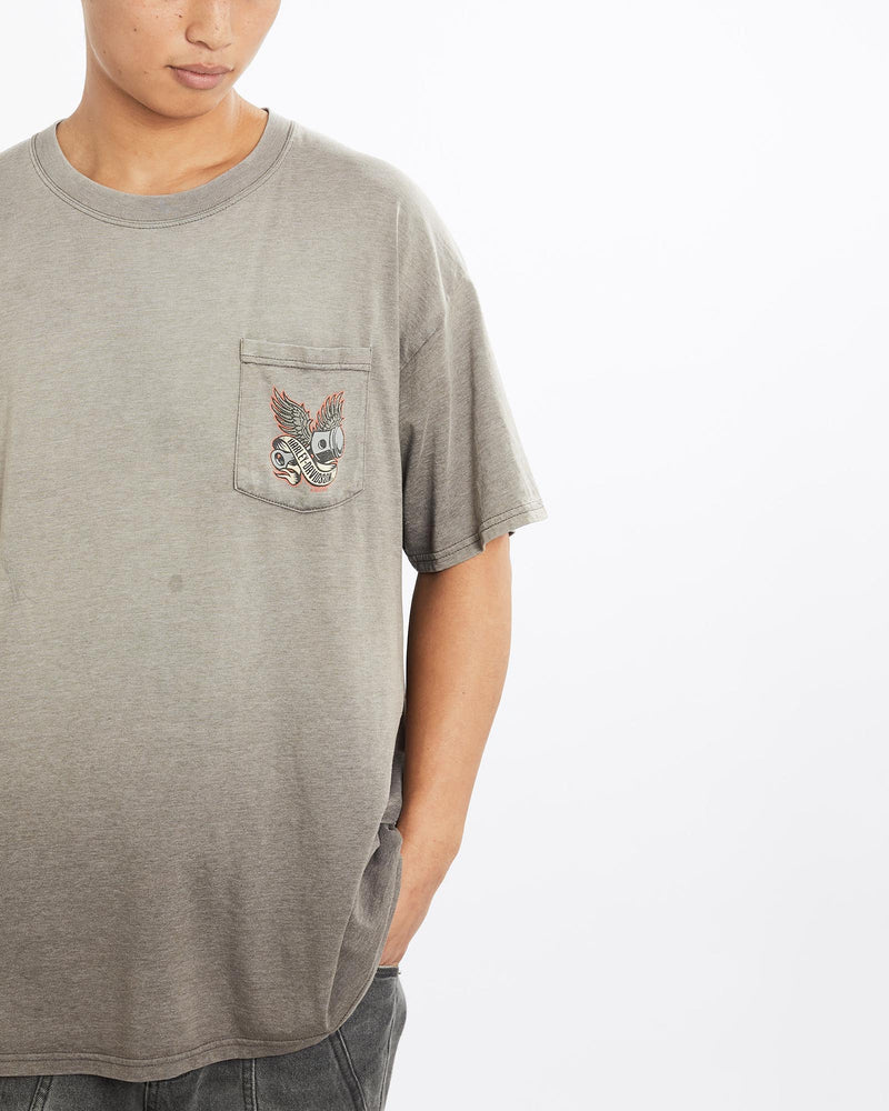 Vintage, Harley, Davidson, Tee, The Real Deal, size large, colour Brown, newtown, sydney, australia, thrift store, opshop, preloved, secondhand, sustainable, retro, antique, 70s, 80s, 90s, 2000s, 00s, fashion, clothing, streetwear, trendy, garment, style, boutique, store, shop, archive, sale, cheap, best, top, T-Shirts