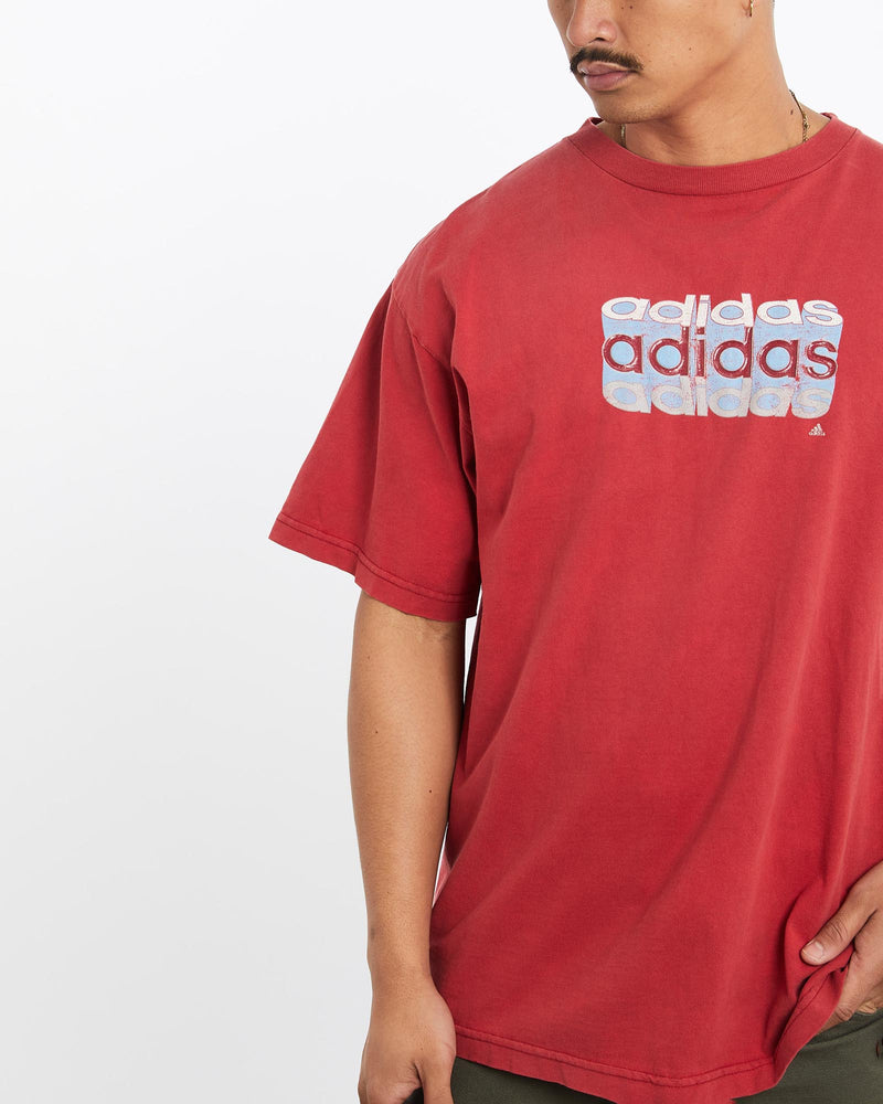 Vintage, Adidas, Tee, The Real Deal, size large, colour Red, newtown, sydney, australia, thrift store, opshop, preloved, secondhand, sustainable, retro, antique, 70s, 80s, 90s, 2000s, 00s, fashion, clothing, streetwear, trendy, garment, style, boutique, store, shop, archive, sale, cheap, best, top, T-Shirts