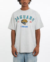 Vintage, 90s, NFL, Jacksonville, Jaguars, Tee, The Real Deal, size large, colour Grey, newtown, sydney, australia, thrift store, opshop, preloved, secondhand, sustainable, retro, antique, 70s, 80s, 90s, 2000s, 00s, fashion, clothing, streetwear, trendy, garment, style, boutique, store, shop, archive, sale, cheap, best, top, T-Shirts