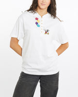 Vintage, 90s, Mickey, Mouse, Walt, Disney, World, Henley, Tee, The Real Deal, size medium, colour White, newtown, sydney, australia, thrift store, opshop, preloved, secondhand, sustainable, retro, antique, 70s, 80s, 90s, 2000s, 00s, fashion, clothing, streetwear, trendy, garment, style, boutique, store, shop, archive, sale, cheap, best, top, T-Shirts