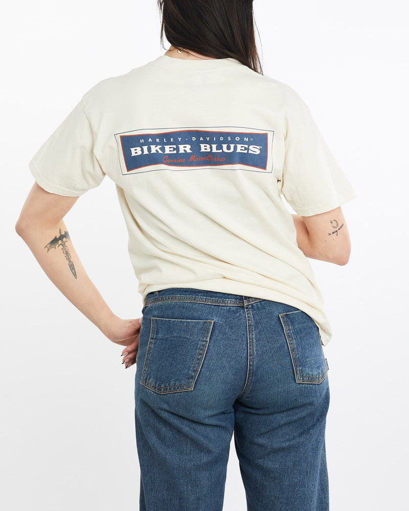 Vintage, 90s, Harley, Davidson, Biker, Blues', Tee, The Real Deal, size medium, colour Beige, newtown, sydney, australia, thrift store, opshop, preloved, secondhand, sustainable, retro, antique, 70s, 80s, 90s, 2000s, 00s, fashion, clothing, streetwear, trendy, garment, style, boutique, store, shop, archive, sale, cheap, best, top, T-Shirts