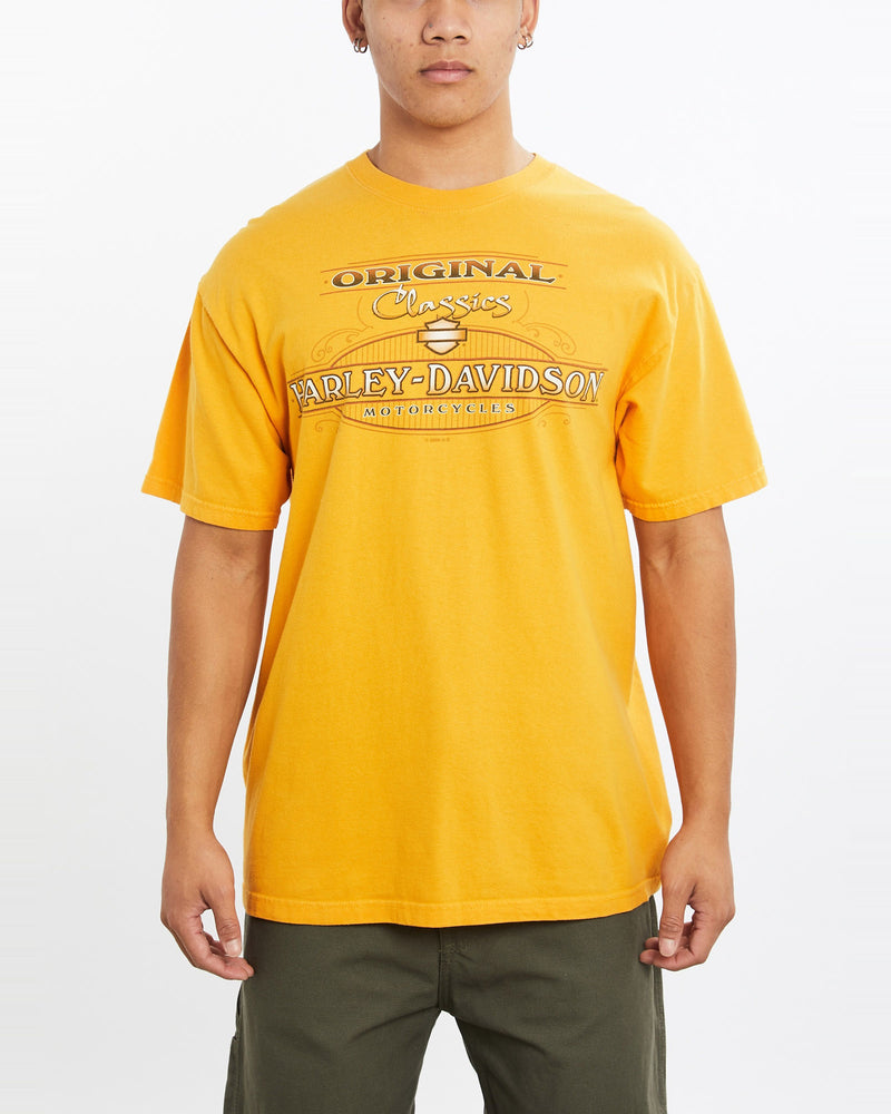 Vintage, Harley, Davidson, Tee, The Real Deal, size large, colour Yellow, newtown, sydney, australia, thrift store, opshop, preloved, secondhand, sustainable, retro, antique, 70s, 80s, 90s, 2000s, 00s, fashion, clothing, streetwear, trendy, garment, style, boutique, store, shop, archive, sale, cheap, best, top, T-Shirts