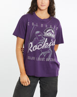 Vintage, 1995, MLB, Colorado, Rockies, Tee, The Real Deal, size medium, colour Purple, newtown, sydney, australia, thrift store, opshop, preloved, secondhand, sustainable, retro, antique, 70s, 80s, 90s, 2000s, 00s, fashion, clothing, streetwear, trendy, garment, style, boutique, store, shop, archive, sale, cheap, best, top, T-Shirts