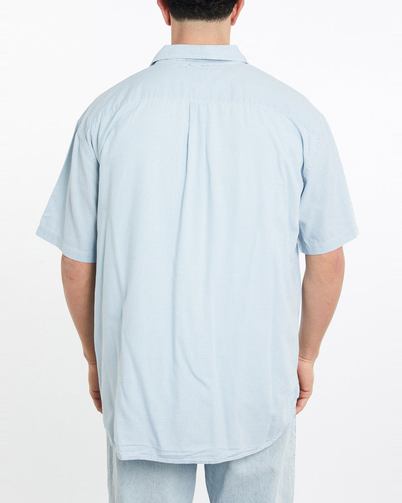 Vintage, 90s, Tommy, Hilfiger, Short, Sleeve, Button, Up, Shirt, The Real Deal, size double extra large, colour Blue, newtown, sydney, australia, thrift store, opshop, preloved, secondhand, sustainable, retro, antique, 70s, 80s, 90s, 2000s, 00s, fashion, clothing, streetwear, trendy, garment, style, boutique, store, shop, archive, sale, cheap, best, top, Shirts