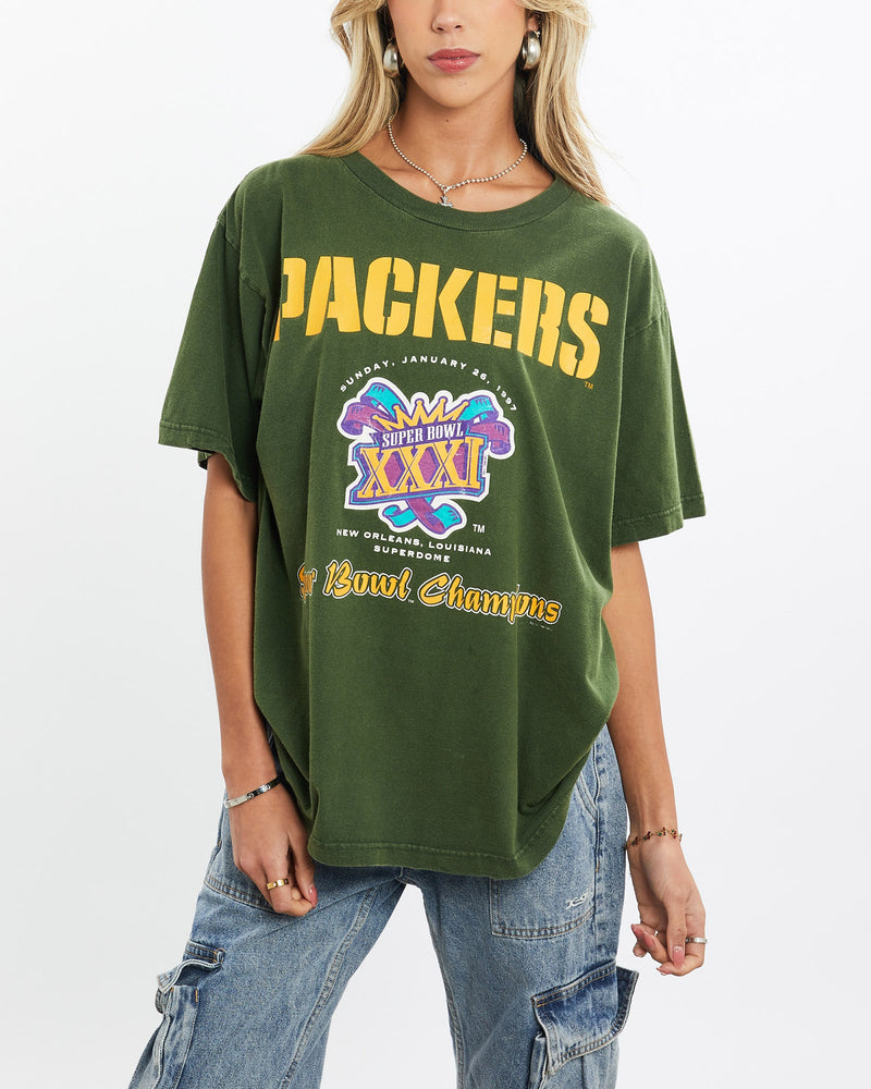 Vintage, 1997, NFL, Green, Bay, Packers, Tee, The Real Deal, size small, colour Green, newtown, sydney, australia, thrift store, opshop, preloved, secondhand, sustainable, retro, antique, 70s, 80s, 90s, 2000s, 00s, fashion, clothing, streetwear, trendy, garment, style, boutique, store, shop, archive, sale, cheap, best, top, T-Shirts