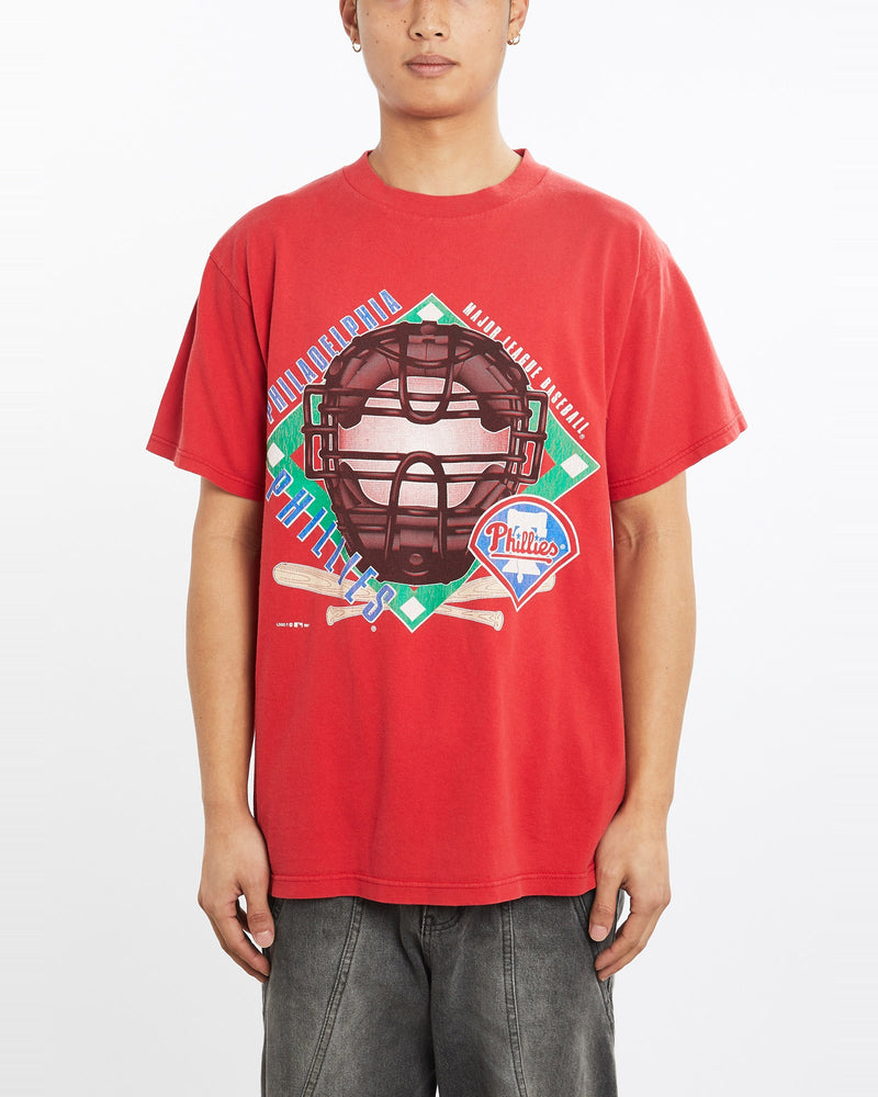 Vintage, 1997, MLB, Philadelphia, Phillies, Tee, The Real Deal, size large, colour Red, newtown, sydney, australia, thrift store, opshop, preloved, secondhand, sustainable, retro, antique, 70s, 80s, 90s, 2000s, 00s, fashion, clothing, streetwear, trendy, garment, style, boutique, store, shop, archive, sale, cheap, best, top, T-Shirts