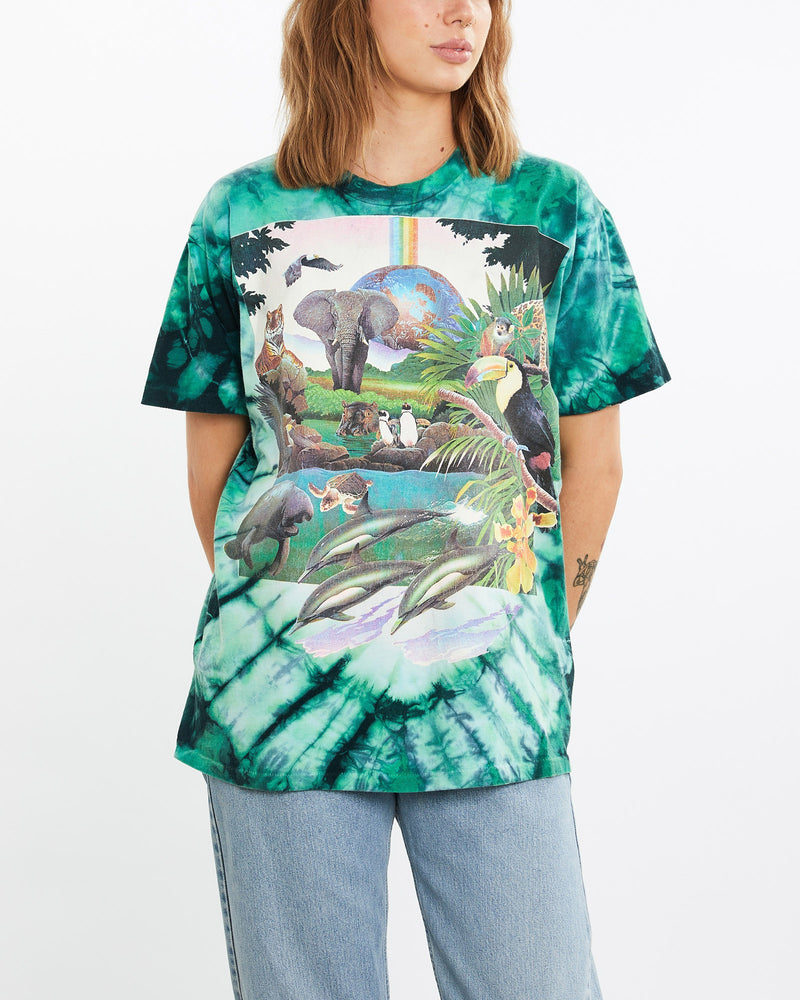 90s, Chapman, Graphics', Wildlife, Tie, Dye, Tee, The Real Deal, size medium, colour Green, newtown, sydney, australia, thrift store, opshop, preloved, secondhand, sustainable, retro, antique, 70s, 80s, 90s, 2000s, 00s, fashion, clothing, streetwear, trendy, garment, style, boutique, store, shop, archive, sale, cheap, best, top, T-Shirts
