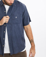 Vintage, 90s, Polo, Ralph, Lauren, Short, Sleeve, Button, Up, Shirt, The Real Deal, size extra large, colour Navy, newtown, sydney, australia, thrift store, opshop, preloved, secondhand, sustainable, retro, antique, 70s, 80s, 90s, 2000s, 00s, fashion, clothing, streetwear, trendy, garment, style, boutique, store, shop, archive, sale, cheap, best, top, Shirts