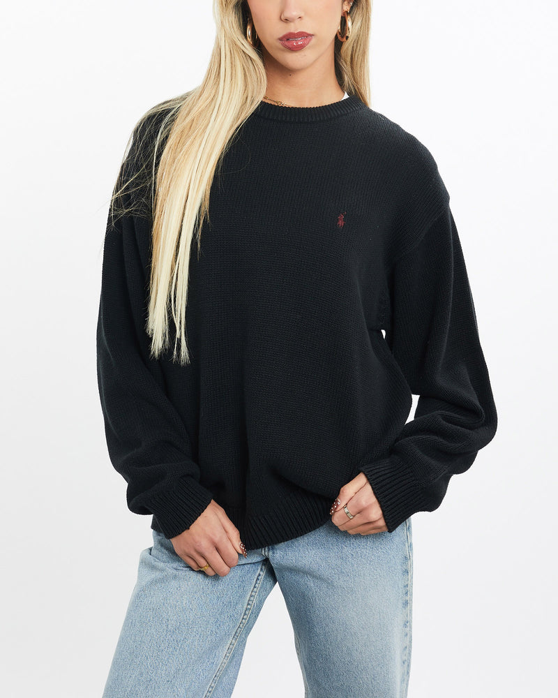 Vintage, 90s, Polo, Ralph, Lauren, Knit, Sweater, The Real Deal, size small, colour Black, newtown, sydney, australia, thrift store, opshop, preloved, secondhand, sustainable, retro, antique, 70s, 80s, 90s, 2000s, 00s, fashion, clothing, streetwear, trendy, garment, style, boutique, store, shop, archive, sale, cheap, best, top, Sweats and hoodies