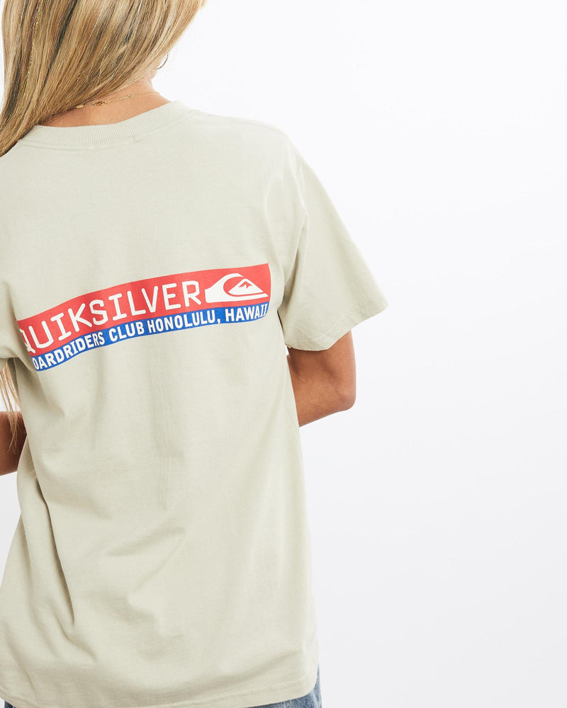 Vintage, Quiksilver, Surf, Tee, The Real Deal, size extra small, colour Beige, newtown, sydney, australia, thrift store, opshop, preloved, secondhand, sustainable, retro, antique, 70s, 80s, 90s, 2000s, 00s, fashion, clothing, streetwear, trendy, garment, style, boutique, store, shop, archive, sale, cheap, best, top, T-Shirts